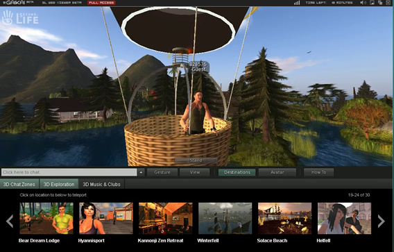 traveling in second life via the web