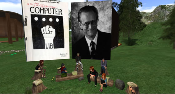 discussion of Ted Nelson's work in Second Life 